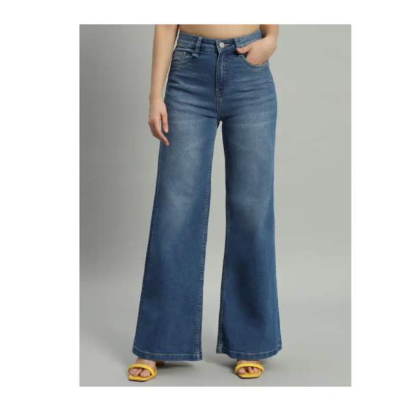 Women Flared High Rise Blue Jeans